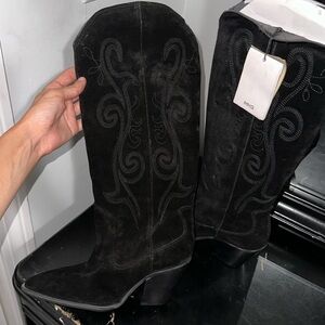 MANGO Black Cowgirl Boots